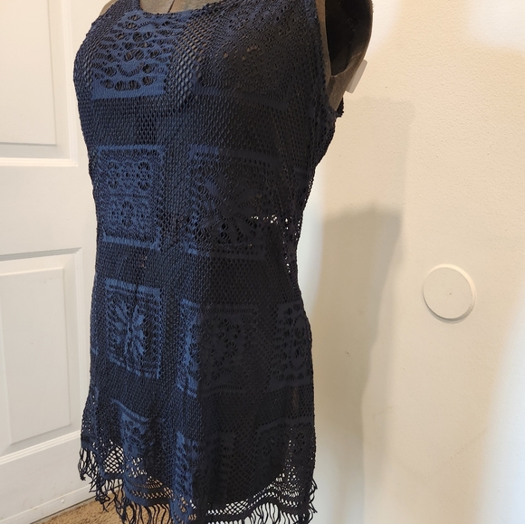 J. Valdi Black Mesh Cover Up Dress Size Large With Tags - Picture 4 of 14